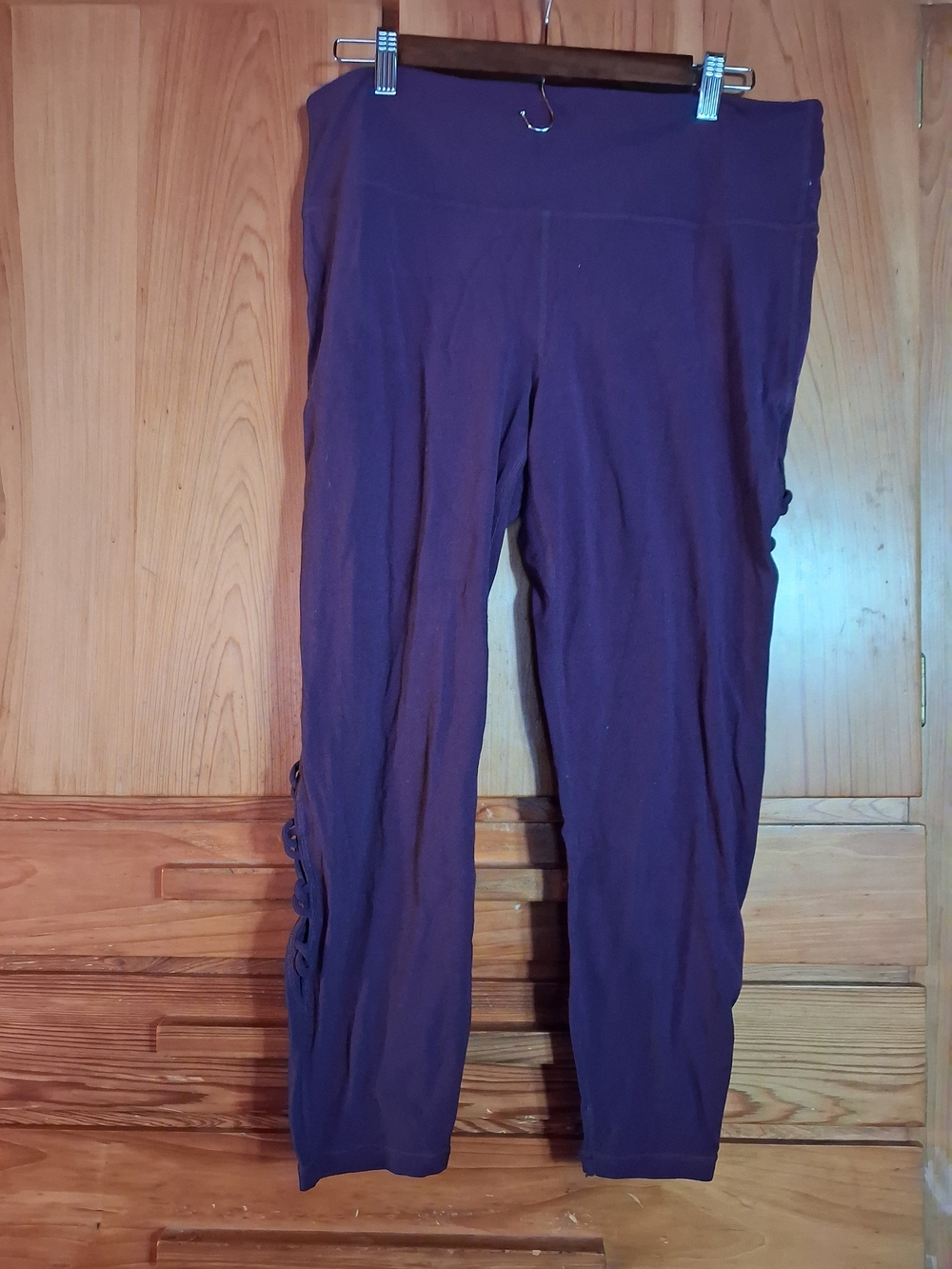 Athleta Deep Purple Leggings with Side Lace Detail